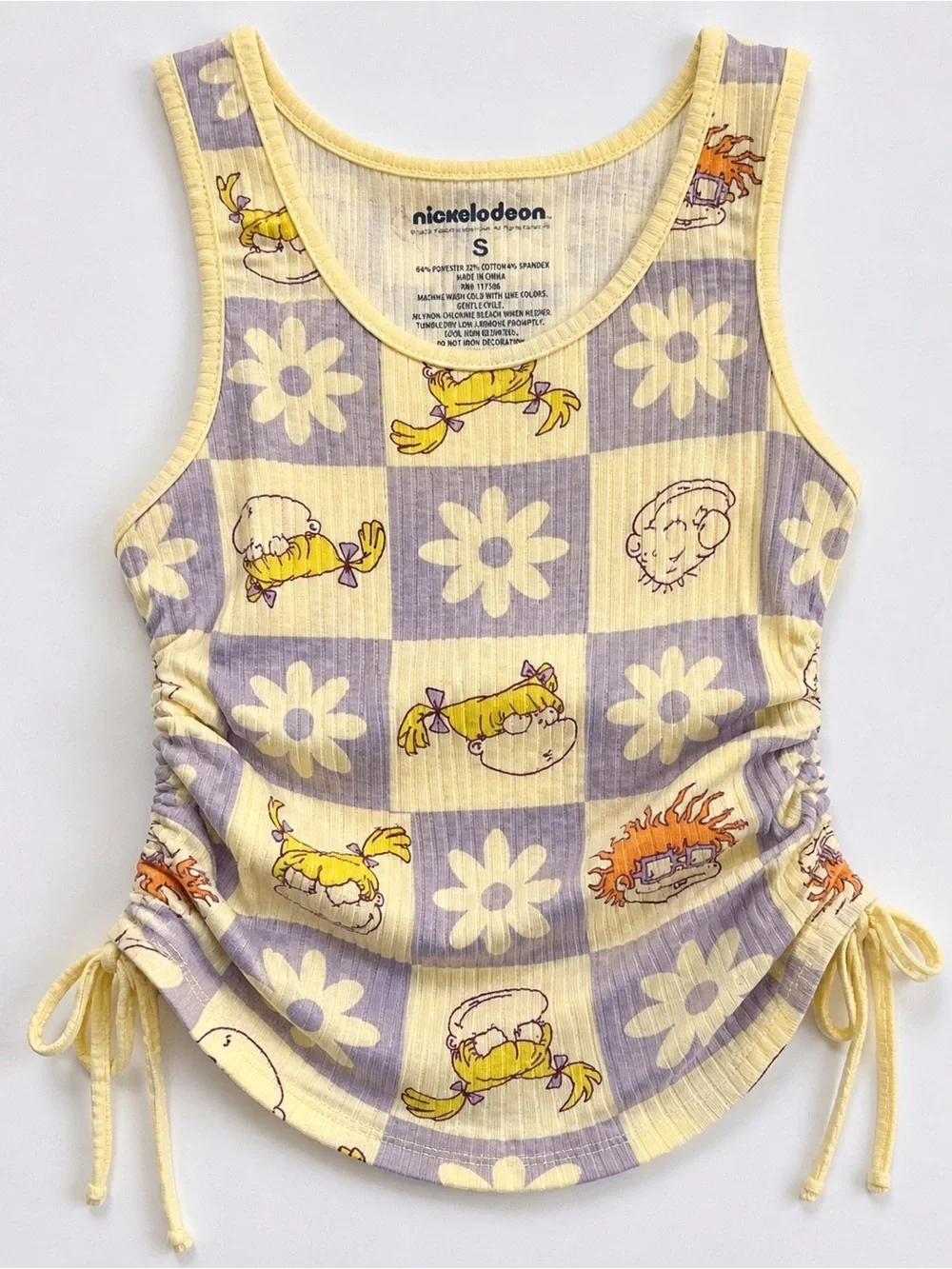 Nickelodeon Rugrats Graphic Tank Top Y2K Checker Floral Baby Tee Size Small